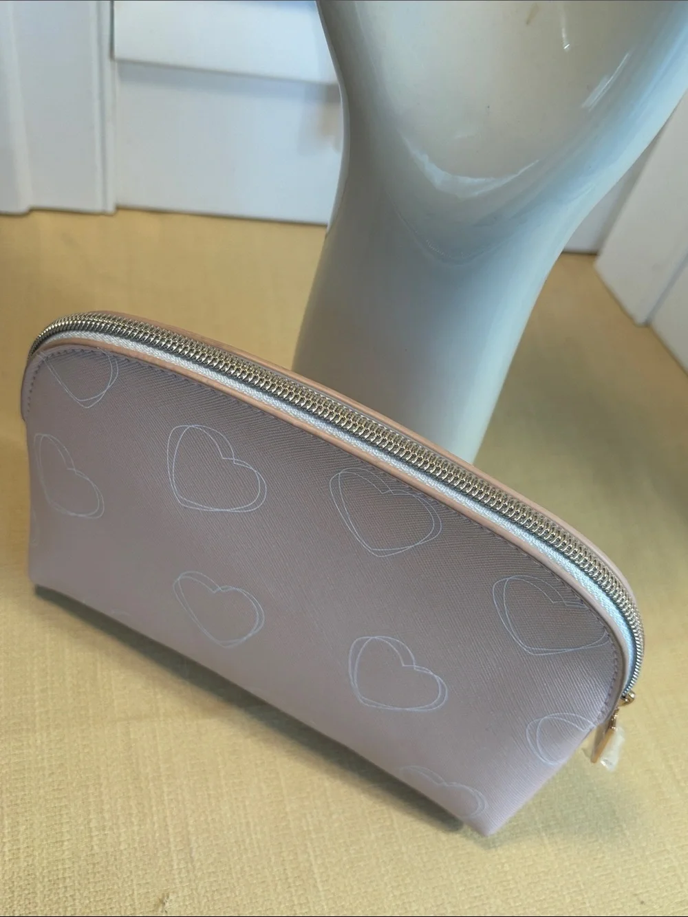 Pandora Pale Pink Hearts Cosmetic Bag Rose Gold Hardware NWOT